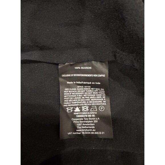 Tory Burch Mezair Embellished 100% Silk Blouse Old Money Black Size 2 Ruffles - Picture 4 of 6